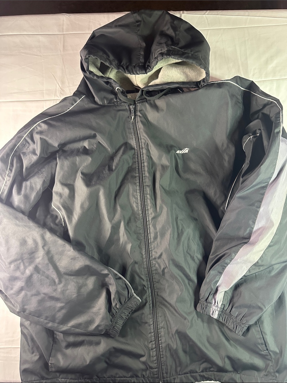Avia Black Hooded Windbreaker with Reflective Trim